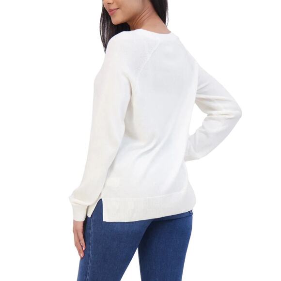 NWT Lucky Brand Women's V-Neck Soft Cotton Blend Knit Sweater - Picture 3 of 8